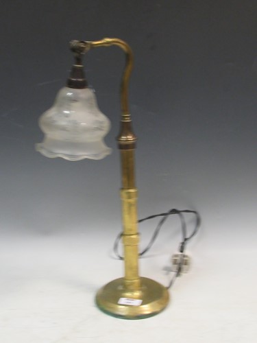 Lot 285 - A 20th century brass desk lamp with shaped...