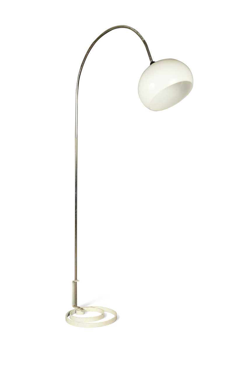 Lot 767 - A mid-century arc floor lamp, the white...