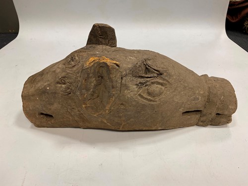 Lot 361 - A Magar carved wood horse head, North Western Nepal, probably 19th/early 20th century