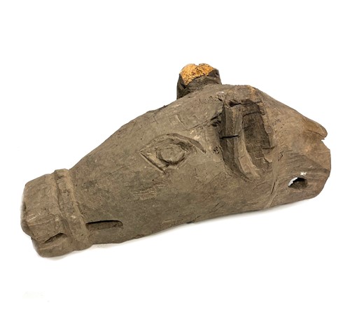 Lot 361 - A Magar carved wood horse head, North Western Nepal, probably 19th/early 20th century
