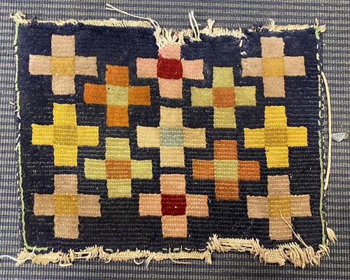 Lot 215 - A Tibetan Gomden pillow rug, late 19th century