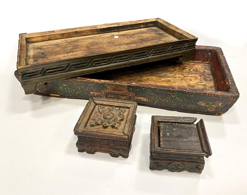 Lot 310 - Two Tibetan painted wood tea trays, 19th century