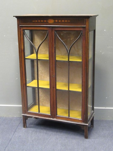 Lot 415 - An Edwardian inlaid mahogany glazed display...