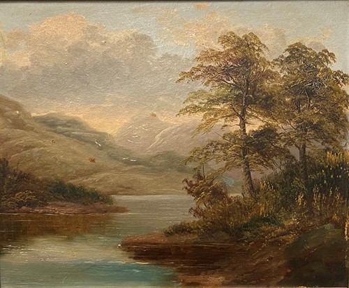 Lot 241 - British 20th century, river scene with...
