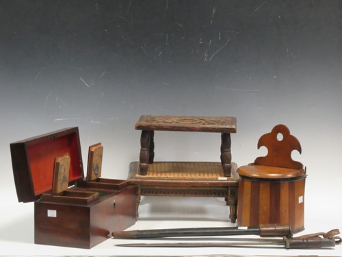 Lot 142 - A George III mahogany tea caddy, a 19th...
