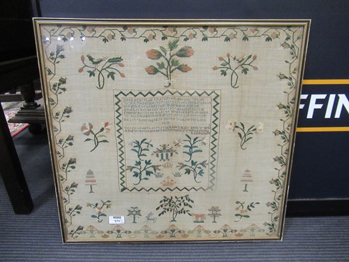 Lot 171 - Three 19th century needlework samplers, 54 x...