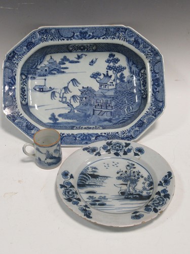 Lot 2 - A Delft blue and white plate together with a...