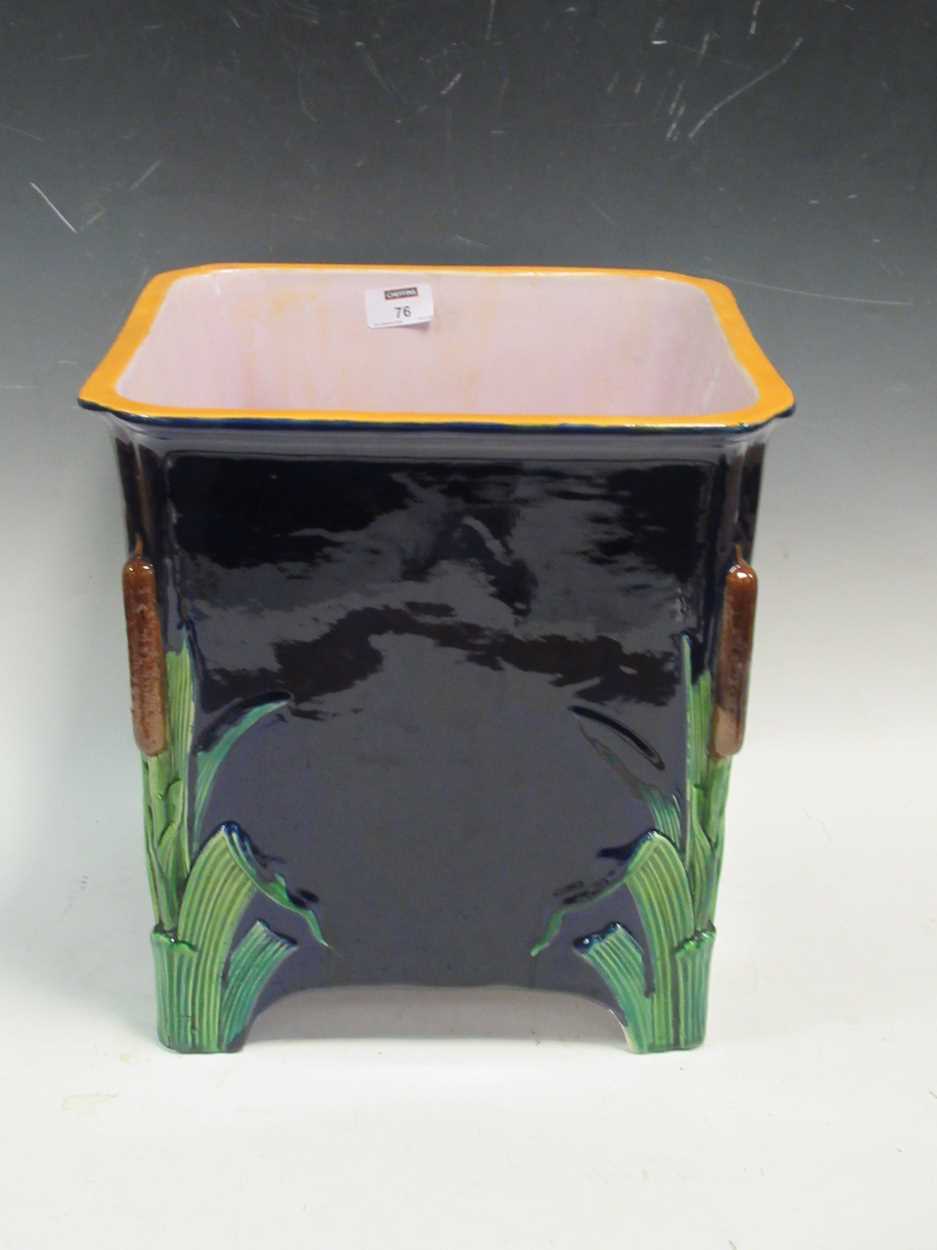 Lot 76 - A Minton majolica square jardiniere 33 x 32 x...