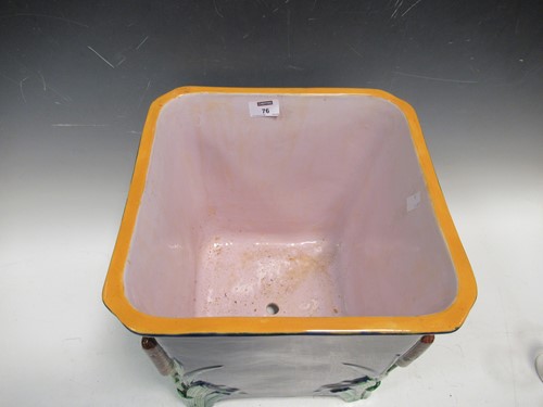 Lot 76 - A Minton majolica square jardiniere 33 x 32 x...