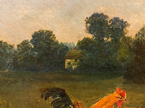 Lot 289 - A C Duvall, Chickens in a farmyard landscape,...
