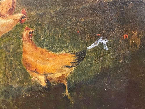 Lot 289 - A C Duvall, Chickens in a farmyard landscape,...
