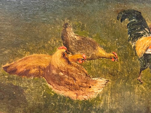 Lot 289 - A C Duvall, Chickens in a farmyard landscape,...