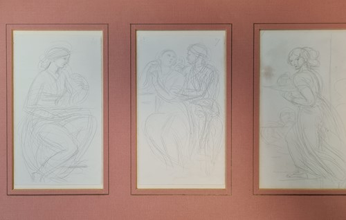 Lot 544a - Three pencil drawing in the manner of Burne...