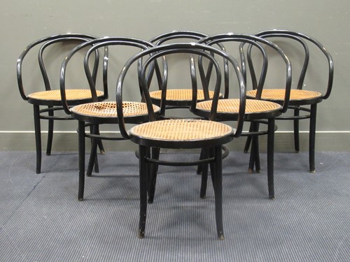 Lot 401 - Bamboo and glass top table with six cane seat...