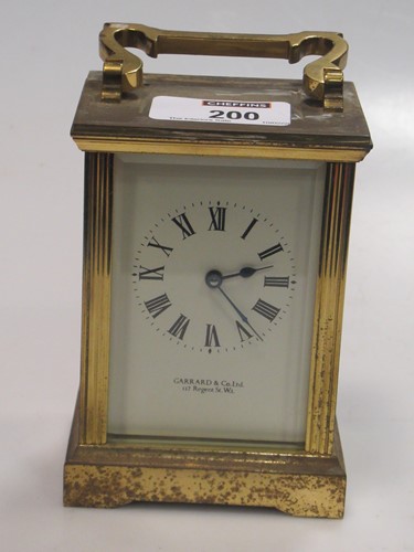 Lot 200 - A brass carriage clock retailed by Garrard & Co.