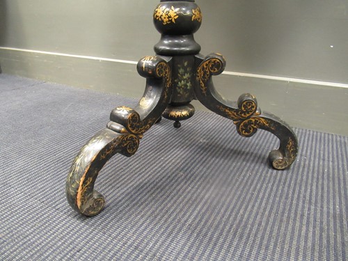 Lot 409 - Black laquer chess top table with mother of...