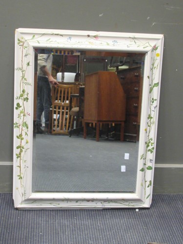 Lot 538 - Mirror with painted wild flower decoration, 74...
