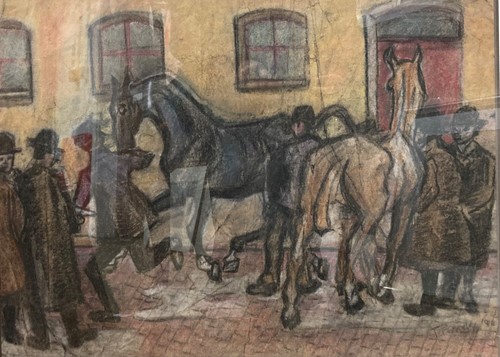 Lot 410 - T Ferneley, Stable yard, signed and dated...