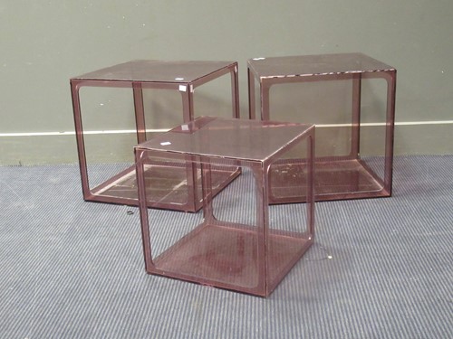 Lot 568 - A pair of pink perspex side tables and a pair...