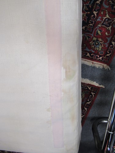 Lot 632 - Chrome tubular sofa with white striped...