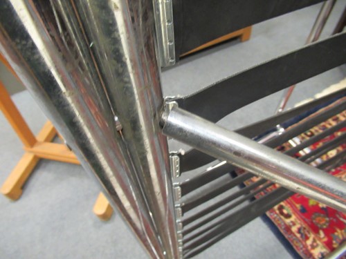 Lot 632 - Chrome tubular sofa with white striped...