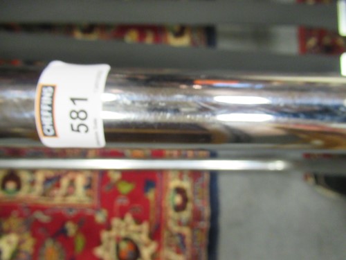 Lot 632 - Chrome tubular sofa with white striped...