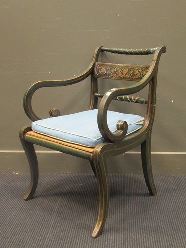 Lot 410 - Regency green painted armchair