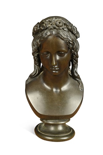 Lot 261 - A bronze bust of a young woman, possibly Ariadne, 19th century
