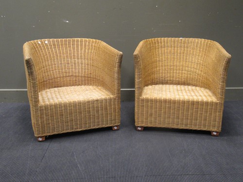 Lot 405 - Pair of wicker tub chairs