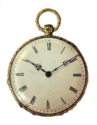 Lot 269 - Aiguilles - A French 18ct gold open faced pocket watch and chain