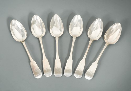 Lot 599 - Leith (possible attribution) - An extremely rare set of six Scottish Provincial silver tablespoons