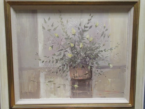 Lot 305 - Jeremy Barlow ROI, Yellow Roses in a Copper...