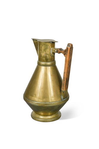 Lot 105 - Attributed to Dr Christopher Dresser, a large lidded brass ewer