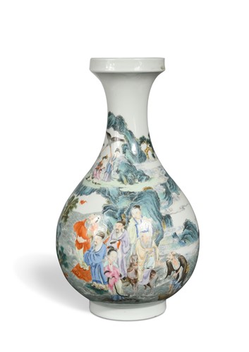 Lot 30 - A Chinese porcelain Eight Immortals vase, signed Xiezho Zhuren zao, mid 20th century
