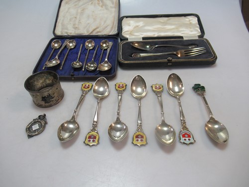 Lot 210 - A collection of silver flatware together with...