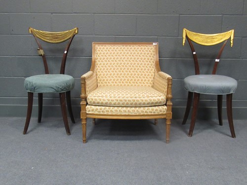 Lot 556 - A French style reproduction easy armchair, and...