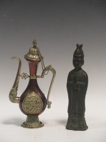 Lot 100 - A Chinese bronze deity 25cm high together with...
