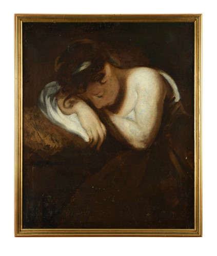 Lot 604 - After Sir Joshua Reynolds, Sleeping Girl, oil...