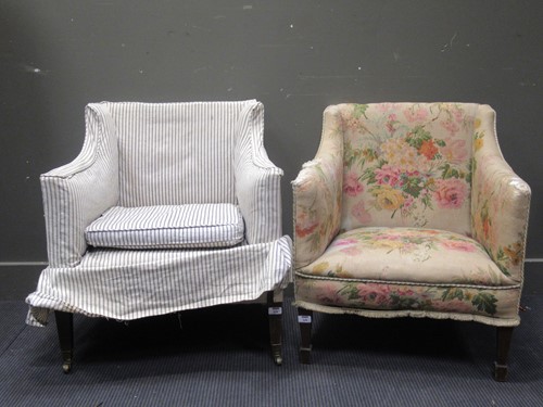 Lot 528 - A near pair of library chairs, 75 high x 67 wide