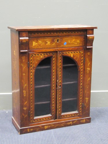 Lot 429 - A Dutch marquetry cabinet, 70cm high x 56cm wide