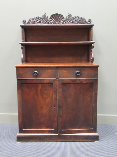 Lot 445 - A 19th century mahogany chiffonier, the upper...