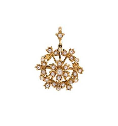 Lot 102 - An early 20th century split pearl pendant/brooch