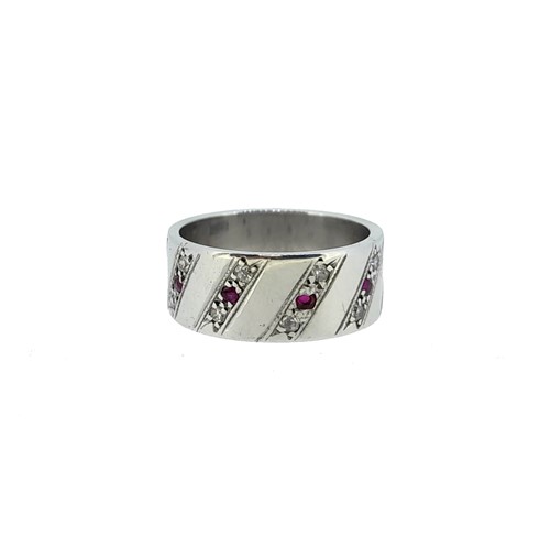 Lot 49 - An 18ct white gold ruby and diamond set ring