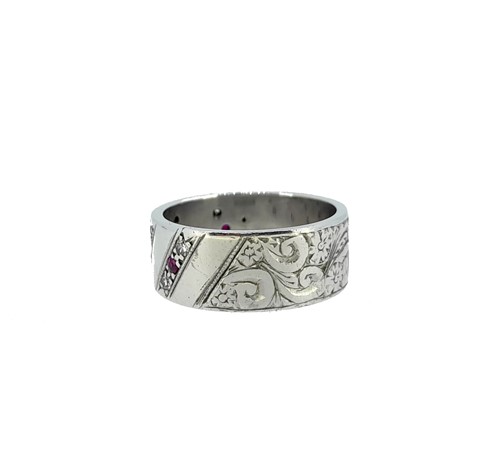 Lot 49 - An 18ct white gold ruby and diamond set ring