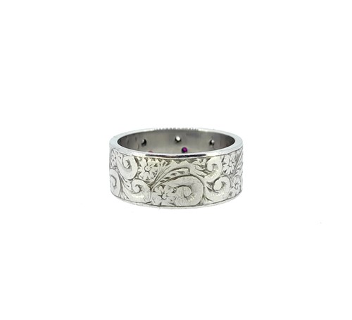 Lot 49 - An 18ct white gold ruby and diamond set ring