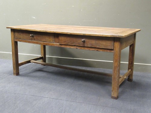 Lot 434 - A 19th Century French oak kitchen table fitted...