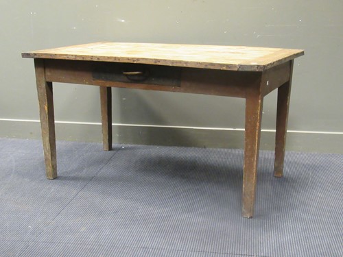 Lot 433 - A French three plank table with cleated top...
