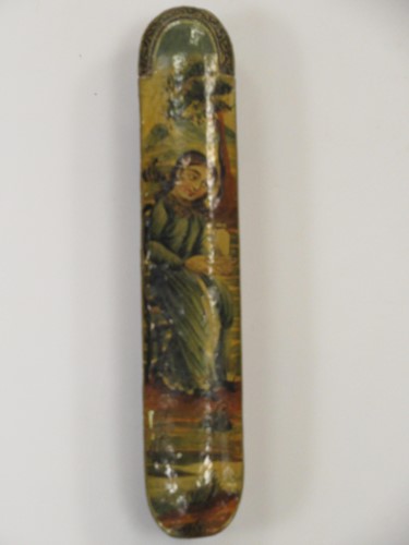 Lot 63 - A painted lacquer composition Persian pen box,...