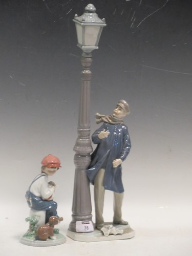 Lot 78 - A Lladro figure of a lamplighter 46cm high and...