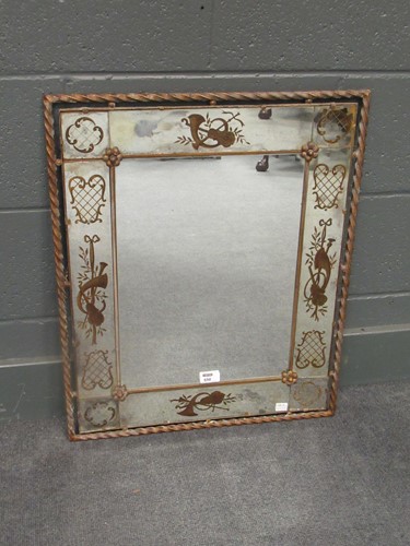 Lot 550 - A sectional rectangular wall mirror with...